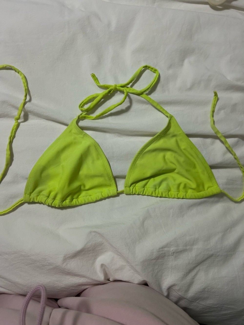 Neon Lime Triangle Bikini Top